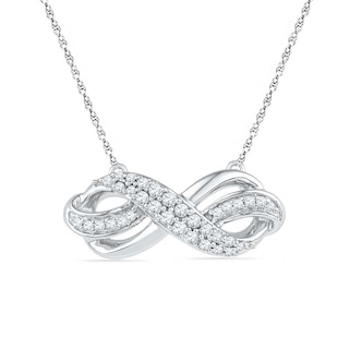 Lab-Created Sapphire and Diamond Accent Infinity Loop Necklace in Sterling Silver|Peoples Jewellers