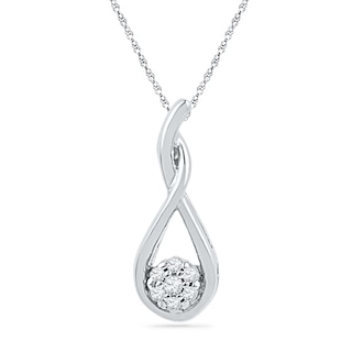 Diamond Accent Cluster Teardrop Pendant in 10K White Gold|Peoples Jewellers