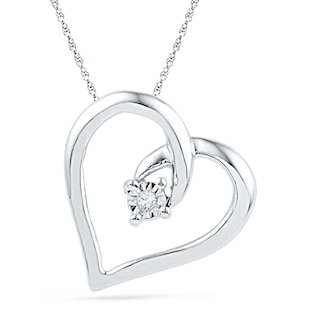 Diamond Accent Looping Heart Pendant in 10K White Gold|Peoples Jewellers