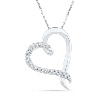0.10 CT. T.W. Diamond Tilted Heart Pendant in 10K Gold|Peoples Jewellers