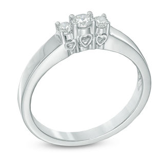 0.20 CT. T.W. Diamond Three Stone Promise Ring in 10K White Gold|Peoples Jewellers