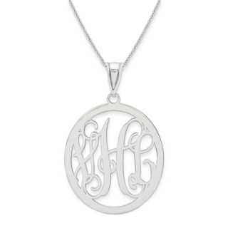 Monogram Oval Pendant in Sterling Silver (3 Initials)|Peoples Jewellers