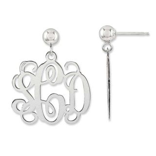 Monogram Drop Earrings in Sterling Silver (3 Initials)|Peoples Jewellers