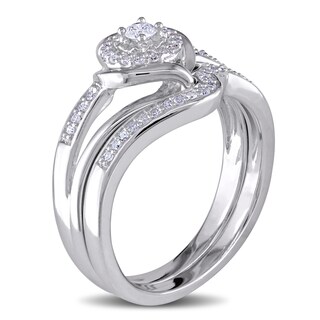 0.25 CT. T.W. Diamond Swirl Bridal Set in Sterling Silver|Peoples Jewellers