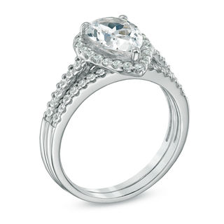 Pear-Shaped Lab-Created White Sapphire Fashion Ring Set in Sterling Silver|Peoples Jewellers