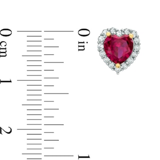 Heart-Shaped Lab-Created Ruby and White Sapphire Pendant and Earrings Set in Sterling Silver with 18K Gold Plate|Peoples Jewellers