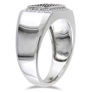 Men's Black Spinel and White Sapphire Ring in Sterling Silver|Peoples Jewellers