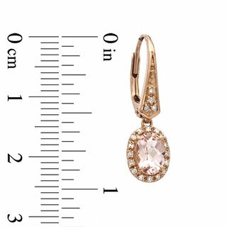 Oval Morganite and 0.12 CT. T.W. Diamond Drop Earrings in 10K Rose Gold|Peoples Jewellers