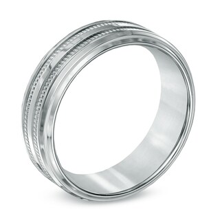 Triton Men's 7.5mm Comfort Fit Step Edge Stainless Steel Wedding Band - Size 10|Peoples Jewellers