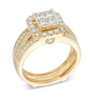 1.50 CT. T.W. Quad Princess-Cut Frame Diamond Bridal Set in 14K Gold|Peoples Jewellers