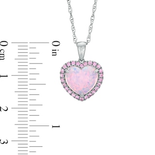 Heart-Shaped Lab-Created Opal and Pink Sapphire Pendant in Sterling Silver|Peoples Jewellers