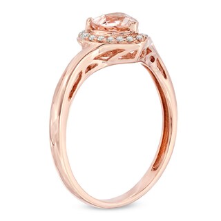 6.0mm Heart-Shaped Morganite and 0.09 CT. T.W. Diamond Frame Ring in 10K Rose Gold|Peoples Jewellers