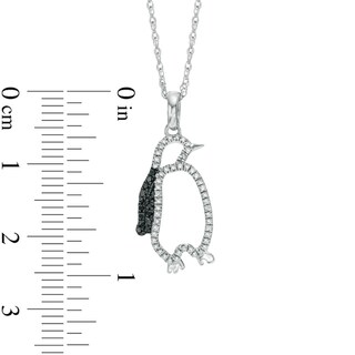 0.15 CT. T.W. Enhanced Black and White Diamond Penguin Pendant in Sterling Silver|Peoples Jewellers