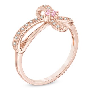 Lab-Created Pink and White Sapphire Cross Ring in Sterling Silver with 14K Rose Gold Plate|Peoples Jewellers
