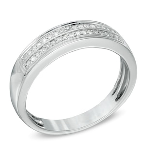 Men's 0.15 CT. T.W. Diamond Wedding Band in 10K White Gold|Peoples Jewellers