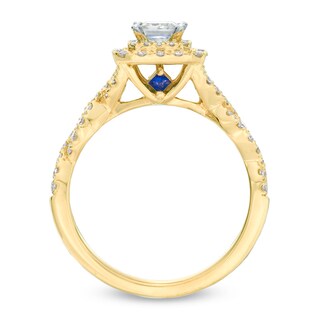 Vera Wang Love Collection 0.95 CT. T.W. Princess-Cut Diamond Double Frame Engagement Ring in 14K Gold|Peoples Jewellers