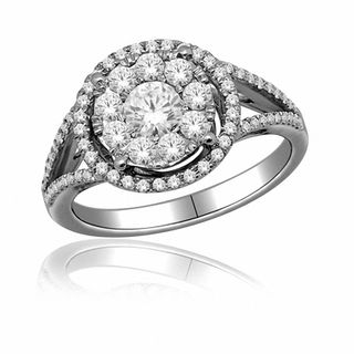 1.00 CT. T.W. Diamond Cluster Frame Ring in 10K White Gold|Peoples Jewellers