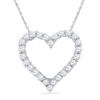 0.16 CT. T.W. Diamond Lined Heart Pendant in 10K White Gold|Peoples Jewellers