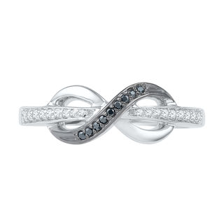 0.12 CT. T.W. Enhanced Black and White Diamond Infinity Ring in 10K White Gold|Peoples Jewellers