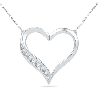 Diamond Accent Heart Pendant in 10K White Gold|Peoples Jewellers