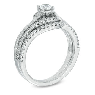 0.50 CT. T.W. Diamond Frame Swirl Bridal Set in 10K White Gold|Peoples Jewellers