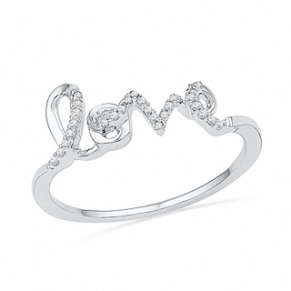 Diamond Accent Cursive "LOVE" Ring in Sterling Silver|Peoples Jewellers