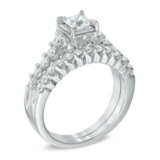 1.00 CT. T.W. Princess-Cut Diamond Bridal Set in 14K White Gold|Peoples Jewellers
