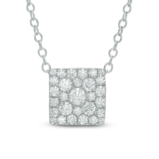 0.50 CT. T.W. Diamond Square Cluster Pendant in 10K White Gold|Peoples Jewellers