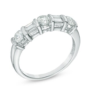 1.00 CT. T.W. Diamond Alternating Anniversary Band in 14K White Gold|Peoples Jewellers