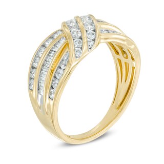1.00 CT. T.W. Diamond Crossover Band in 10K Gold|Peoples Jewellers
