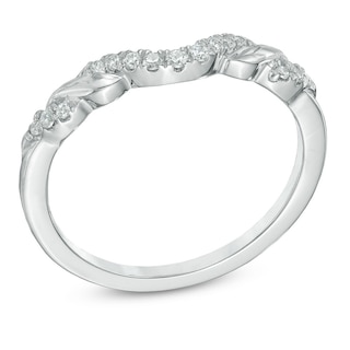 Ladies' 0.12 CT. T.W. Diamond Contour Wedding Band in 14K White Gold|Peoples Jewellers