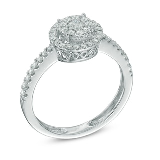 0.50 CT. T.W. Diamond Double Frame Ring in 10K White Gold|Peoples Jewellers