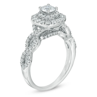 1.00 CT. T.W. Certified Diamond Double Frame Engagement Ring in 14K White Gold (I/I1)|Peoples Jewellers