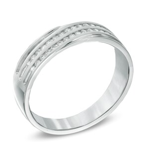 Men's CT. T.W. Diamond Channel Ring in 10K White Gold|Peoples Jewellers
