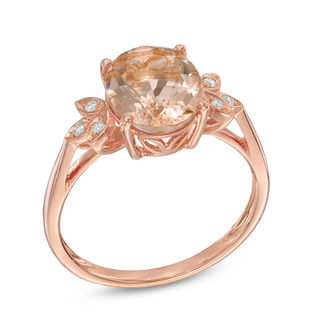 Oval Morganite and Diamond Accent Leaf Ring in 10K Rose Gold|Peoples Jewellers