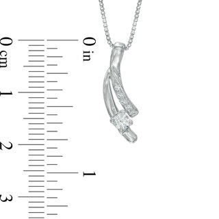 0.15 CT. T.W. Certified Canadian Diamond Ribbon Pendant in Sterling Silver (I/I2)|Peoples Jewellers