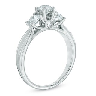 0.95 CT. T.W. Diamond Past Present Future Engagement Ring in 14K White Gold|Peoples Jewellers