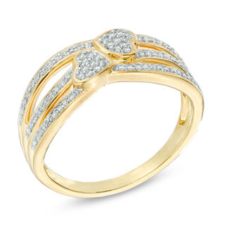 0.20 CT. T.W. Diamond Double Heart Promise Ring in 10K Gold|Peoples Jewellers