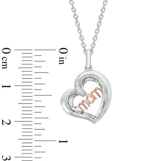 The Heart Within® Diamond Accent Tilted "MOM" Heart Pendant in Sterling Silver and 10K Rose Gold|Peoples Jewellers