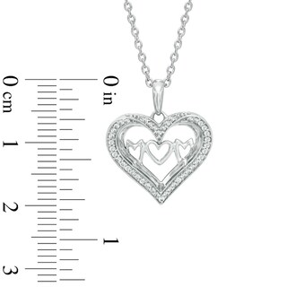The Heart Within® 0.15 CT. T.W. Diamond "MOM" Heart Pendant in Sterling Silver|Peoples Jewellers