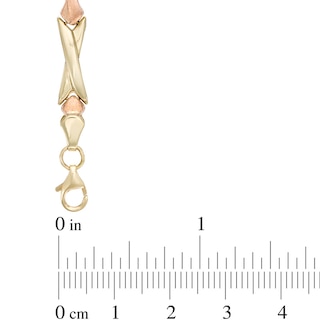 Fancy Bar Bracelet in 10K Tri-Tone Gold - 7.25"|Peoples Jewellers