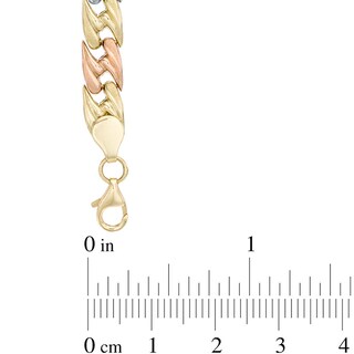 Stampato Chain Link Bracelet in 10K Tri-Tone Gold - 7.25"|Peoples Jewellers