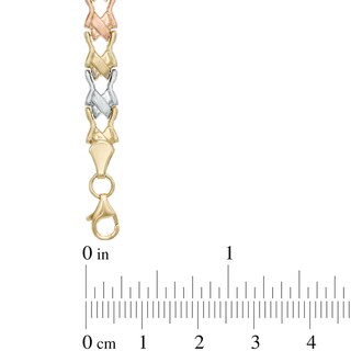 X Link Bracelet in 10K Tri-Tone Gold - 7.25"|Peoples Jewellers