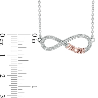 Diamond Accent Sideways Infinity with "MOM" Necklace in Sterling Silver and 10K Rose Gold|Peoples Jewellers