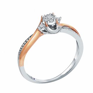 0.10 CT. T.W. Diamond Cluster Promise Ring in 10K Two-Tone Gold|Peoples Jewellers