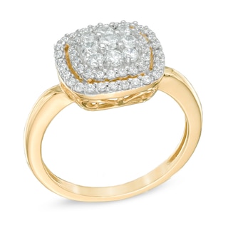 0.50 CT. T.W. Diamond Cluster Frame Ring in 10K Gold|Peoples Jewellers