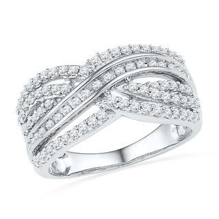 0.50 CT. T.W. Diamond Layered Crossover Ring in 10K White Gold|Peoples Jewellers