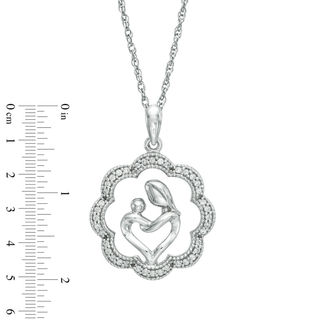 0.15 CT. T.W. Diamond Motherly Love Flower Pendant in Sterling Silver|Peoples Jewellers
