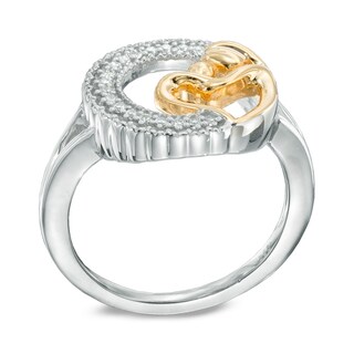0.10 CT. T.W. Diamond Motherly Love Circle Ring in Sterling Silver and 14K Gold Plate|Peoples Jewellers