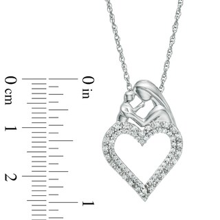 0.25 CT. T.W. Diamond Motherly Love Double Row Heart Pendant in Sterling Silver|Peoples Jewellers